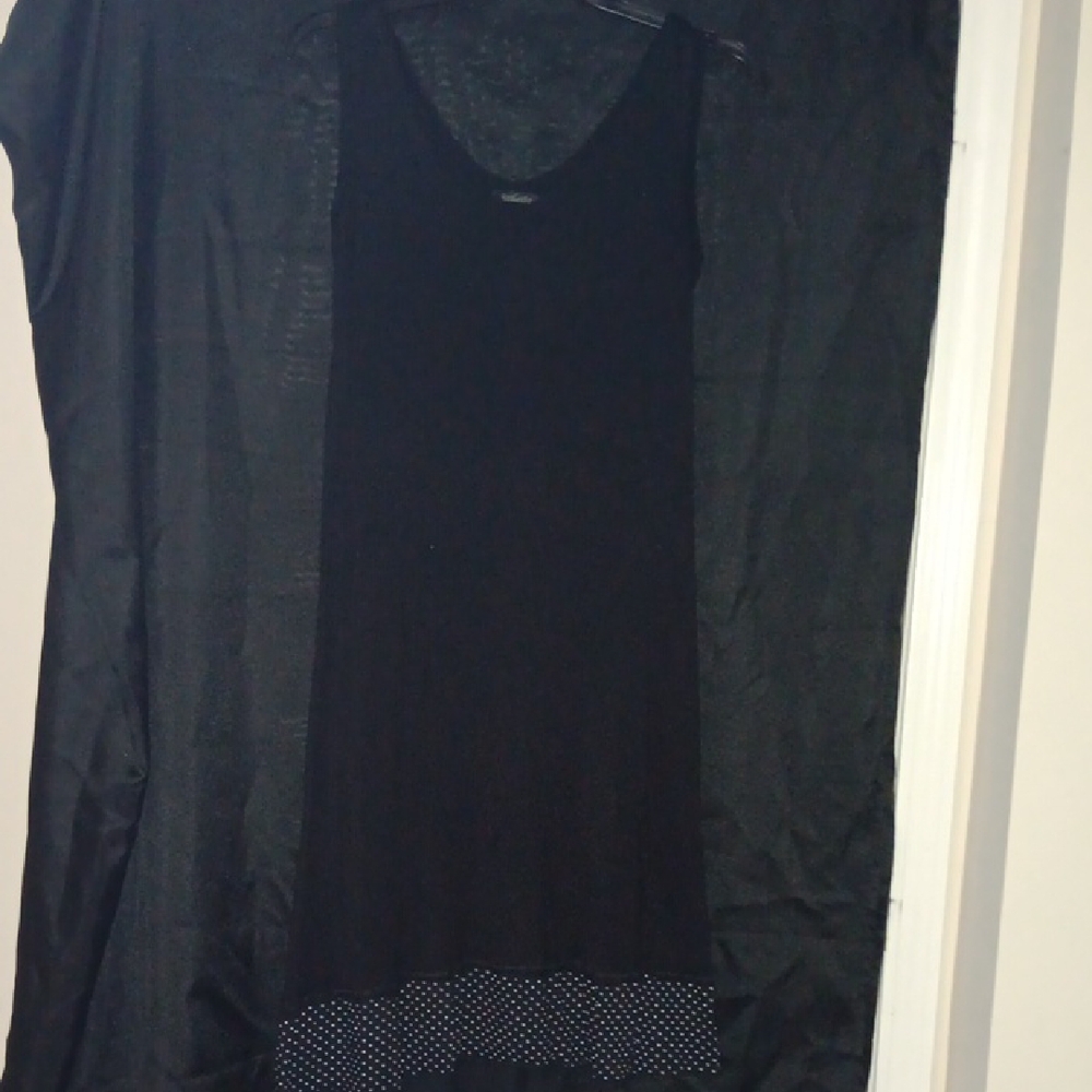 Asymmetrical Black Dress with Polka Dot Hem